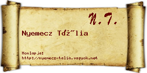 Nyemecz Tália névjegykártya